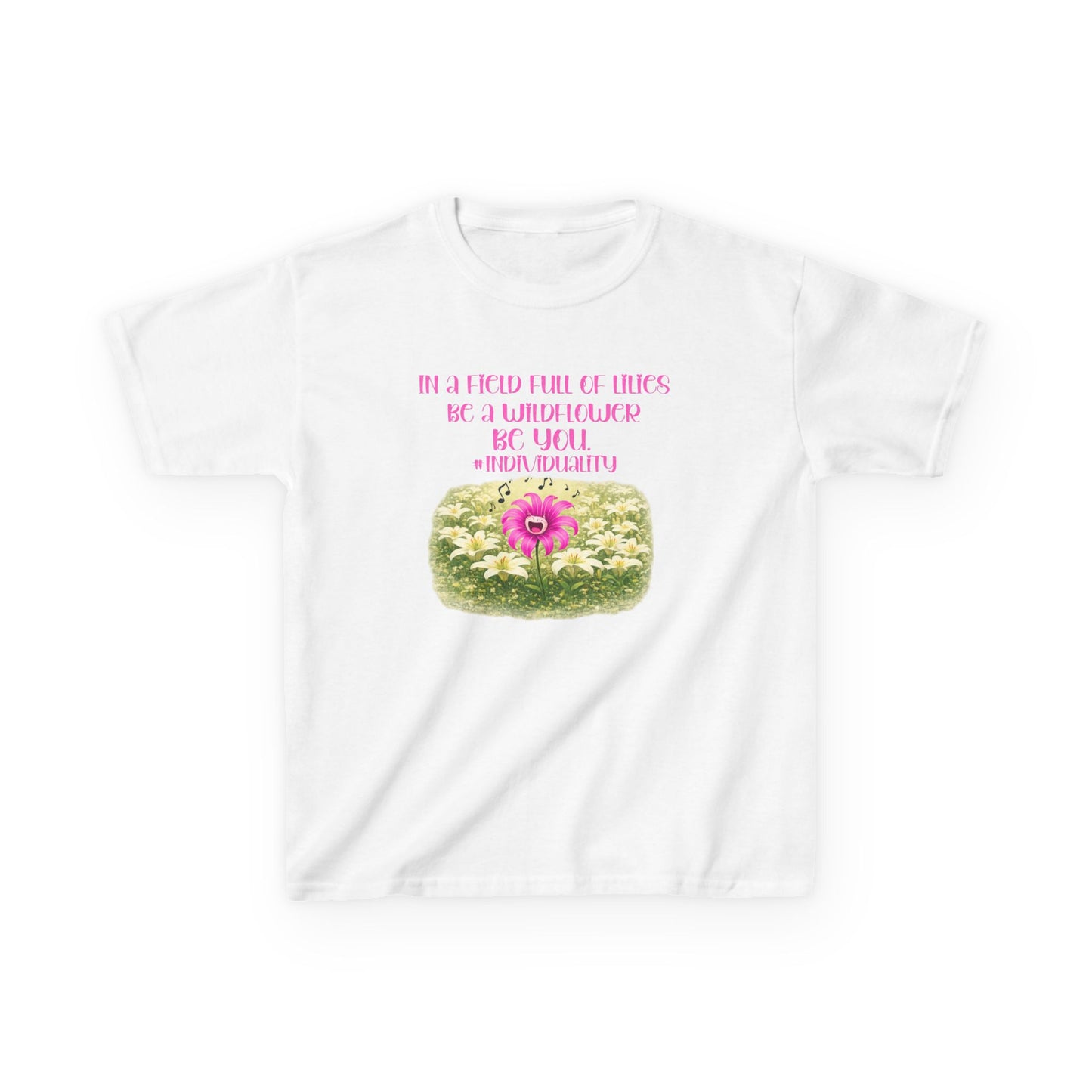 Kids Floral Tee — "Be a Friend Full of Smiles" Inspirational Flower Shirt