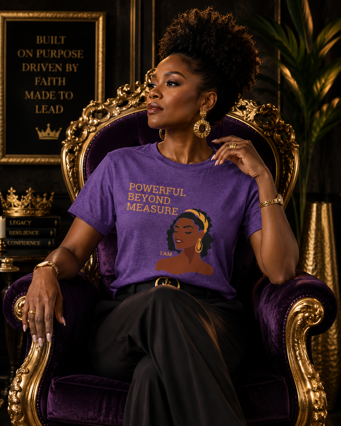 Powerful Beyond Measure T-Shirt — Black Woman Empowerment Graphic Tee