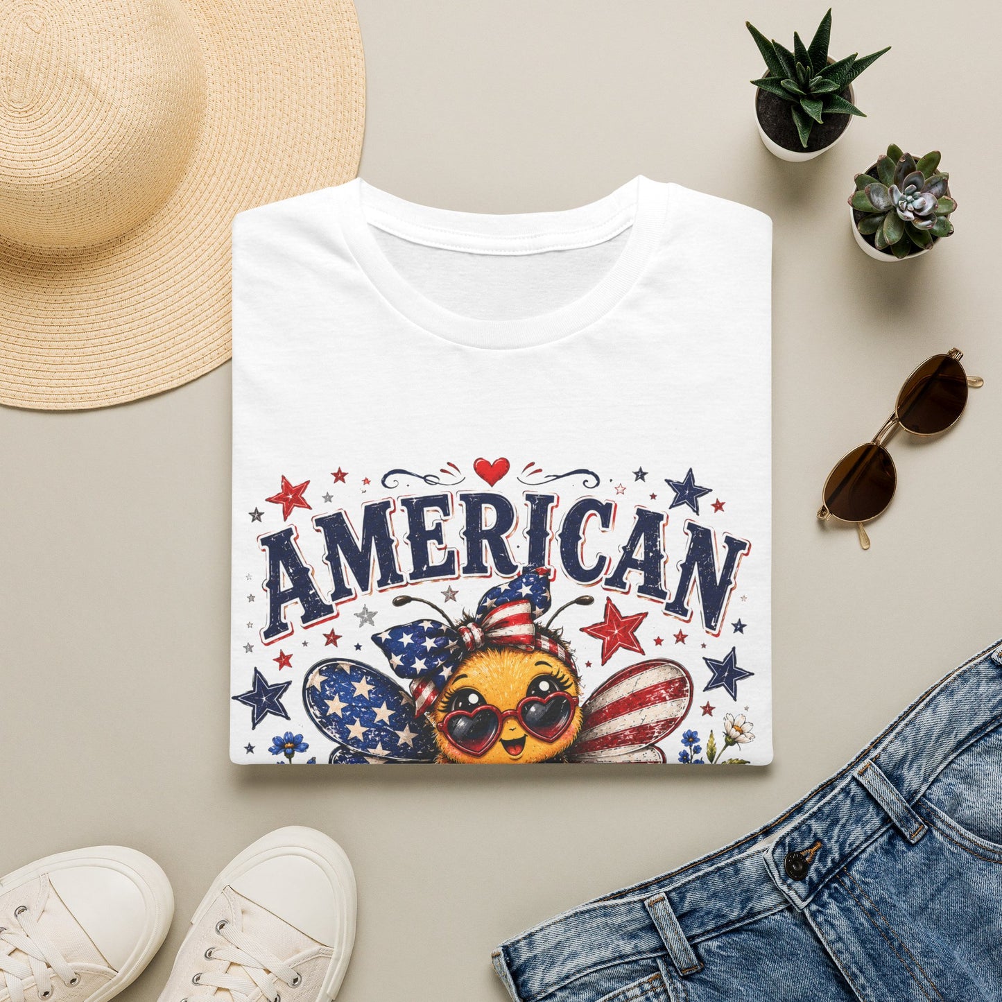 American Honey T-Shirt β Patriotic Bee Graphic Tee (Fourth of July)