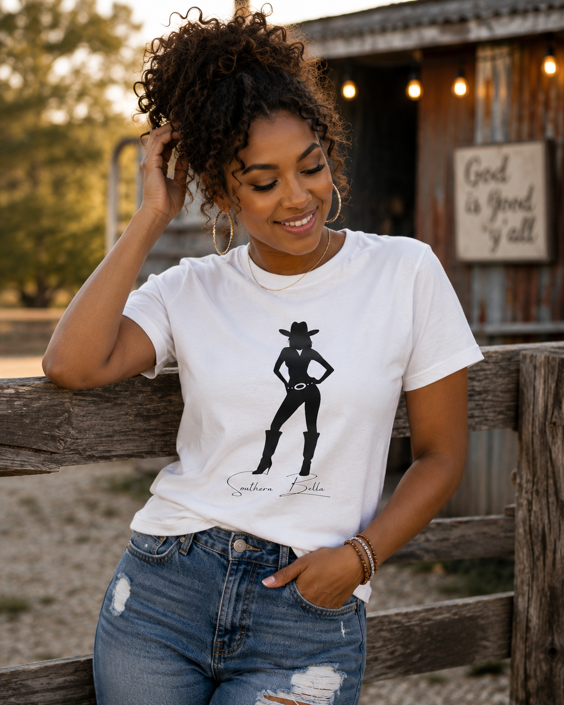 Southern Bella Cowgirl Silhouette T-Shirt — Southern Belle Graphic Tee
