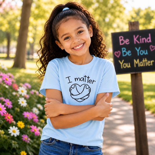 Kids T-Shirt — "I Matter" Heart Hug Positive Message Tee