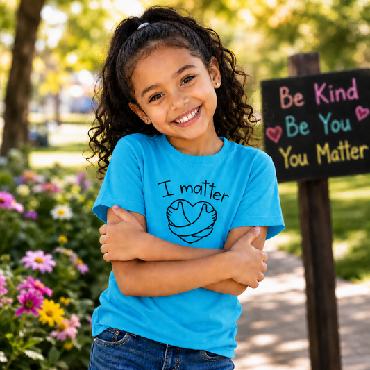 Kids T-Shirt — "I Matter" Heart Hug Positive Message Tee