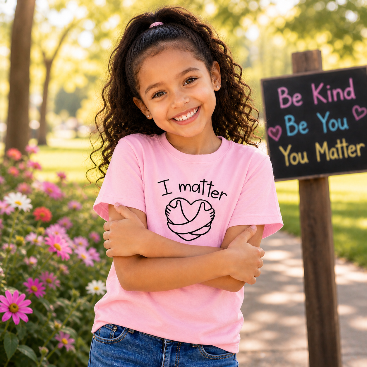 Kids T-Shirt — "I Matter" Heart Hug Positive Message Tee