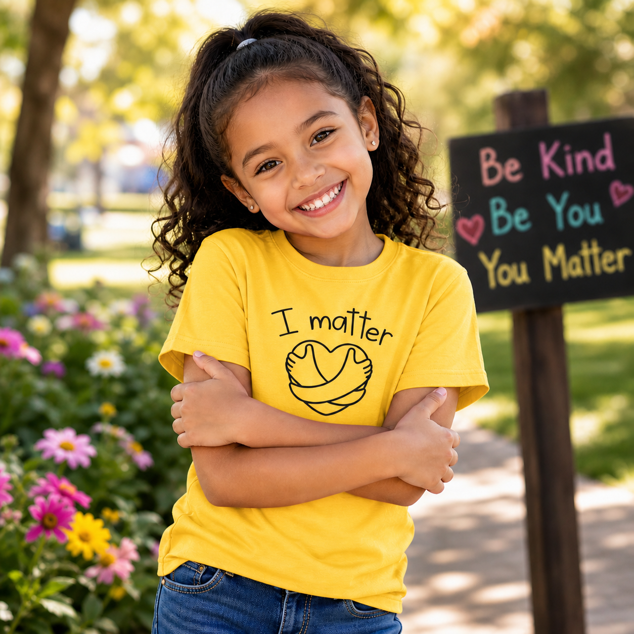 Kids T-Shirt — "I Matter" Heart Hug Positive Message Tee