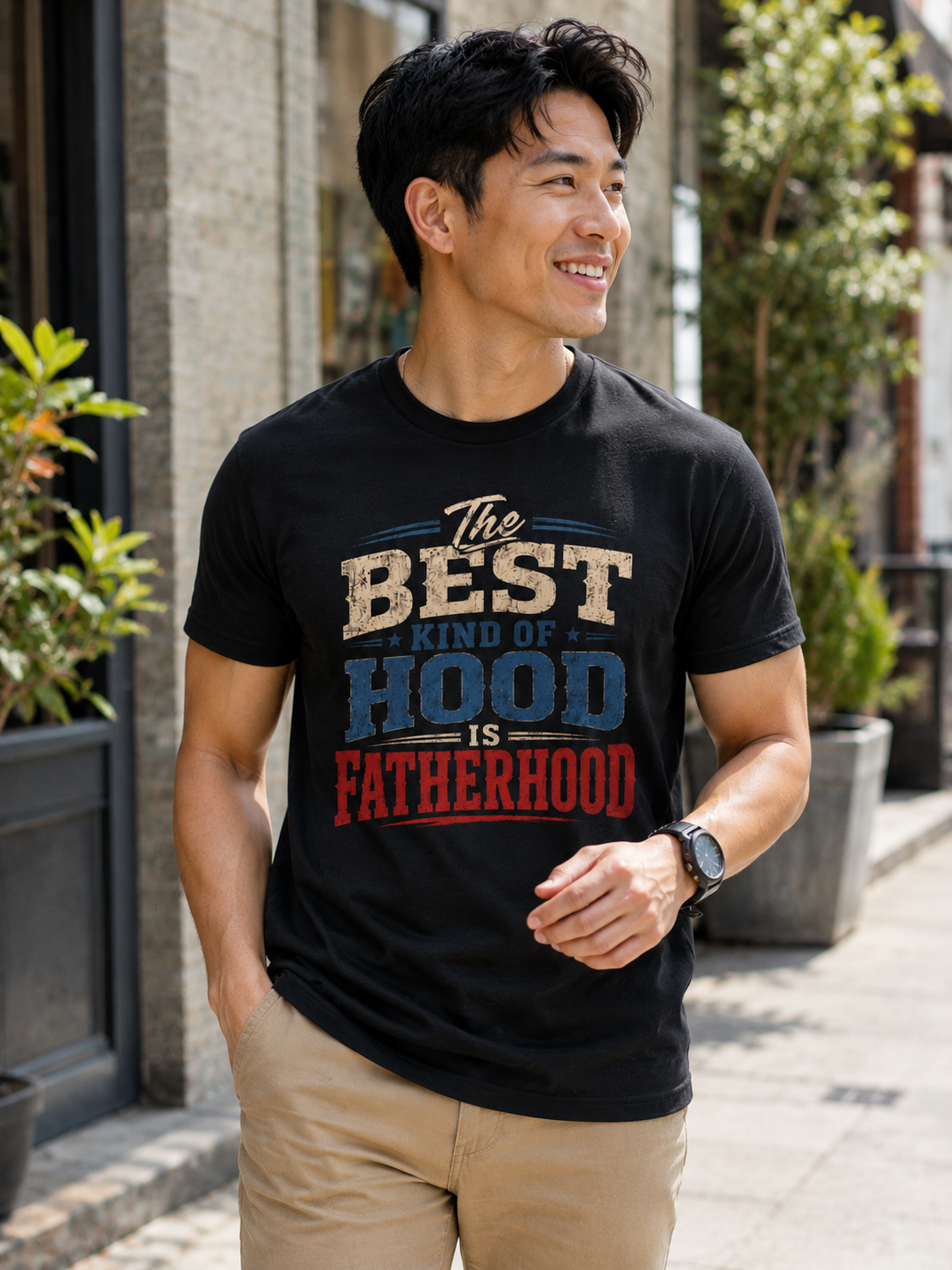 Fatherhood Tee — "The Best Kind of Hood is Fatherhood" Vintage Graphic T-Shirt