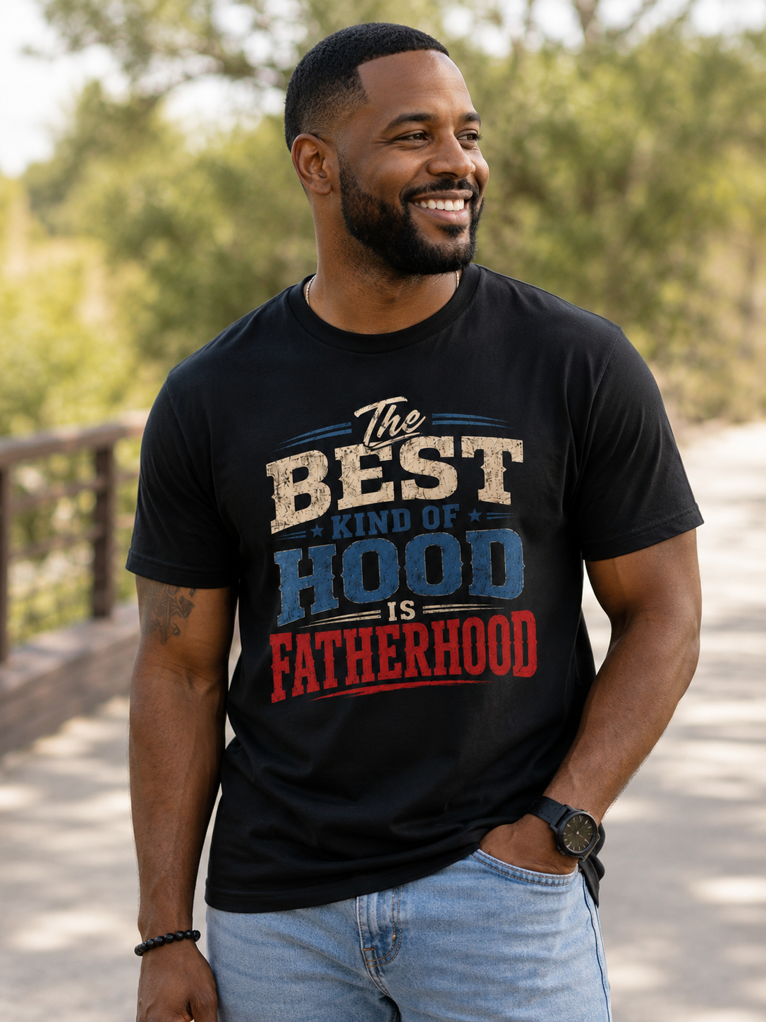 Fatherhood Tee — "The Best Kind of Hood is Fatherhood" Vintage Graphic T-Shirt