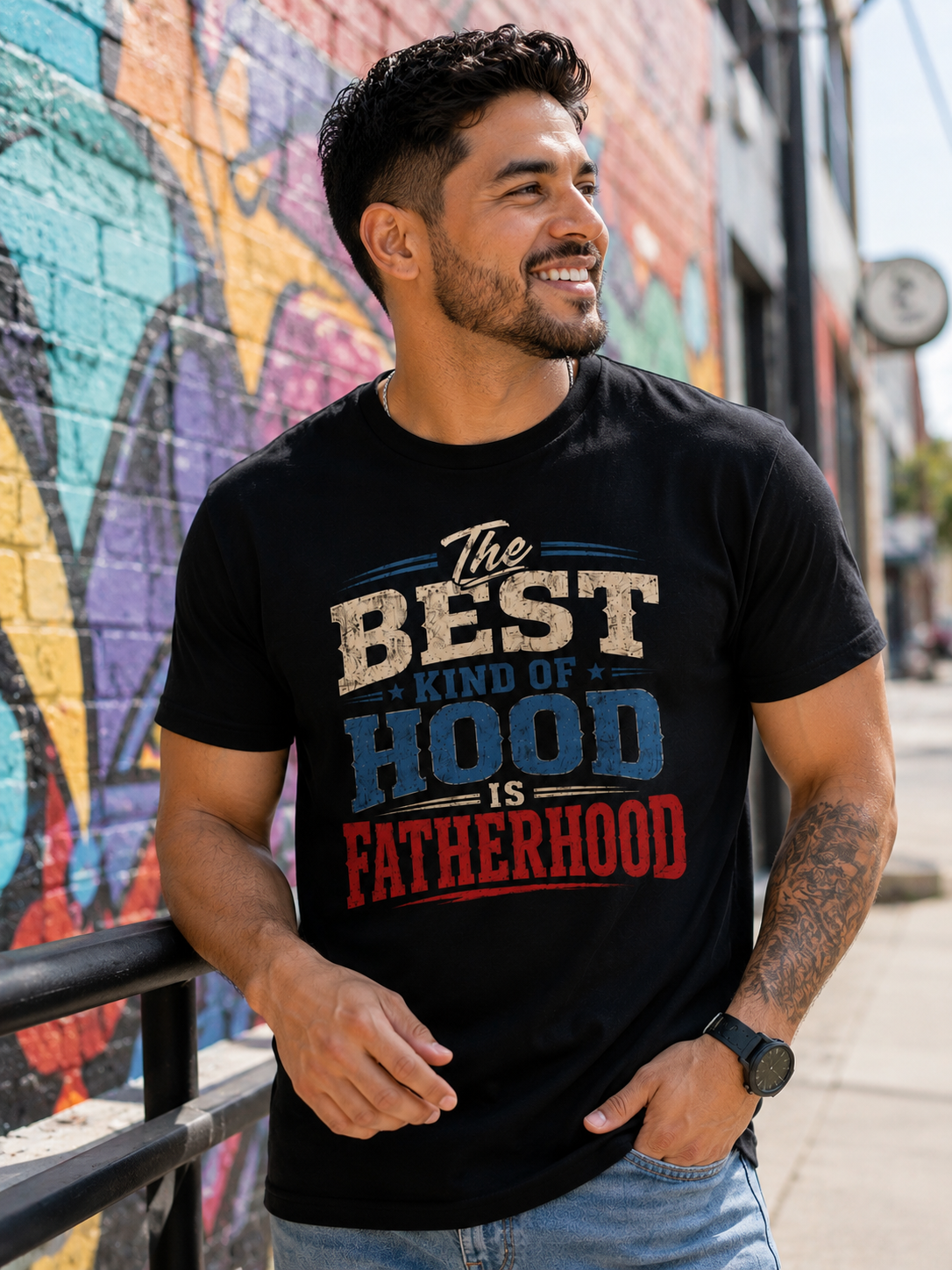 Fatherhood Tee — "The Best Kind of Hood is Fatherhood" Vintage Graphic T-Shirt