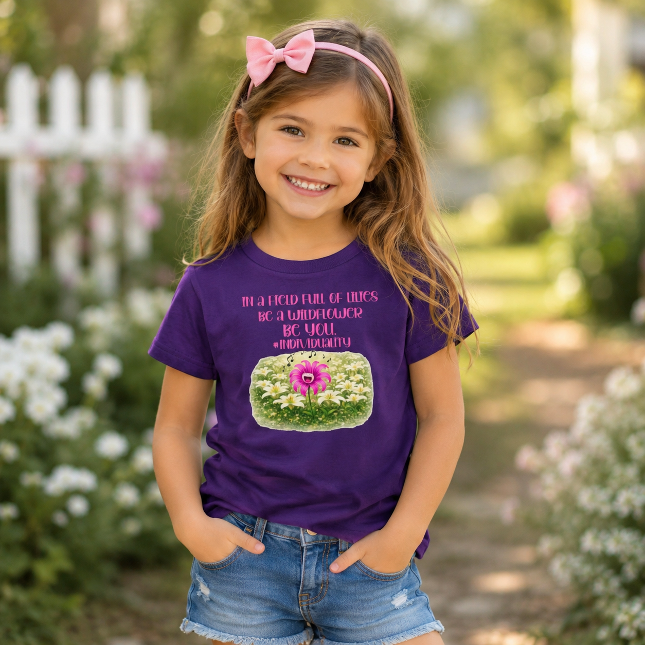 Kids Floral Tee — "Be a Friend Full of Smiles" Inspirational Flower Shirt
