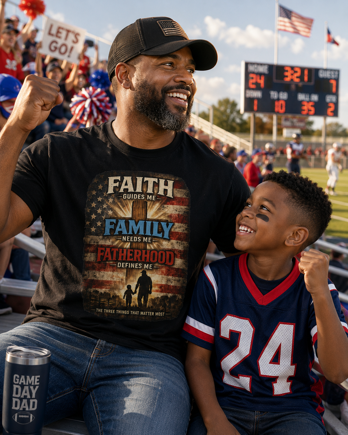 Faith Guides Me, Family Needs Me T-Shirt — Patriotic Fatherhood Tee