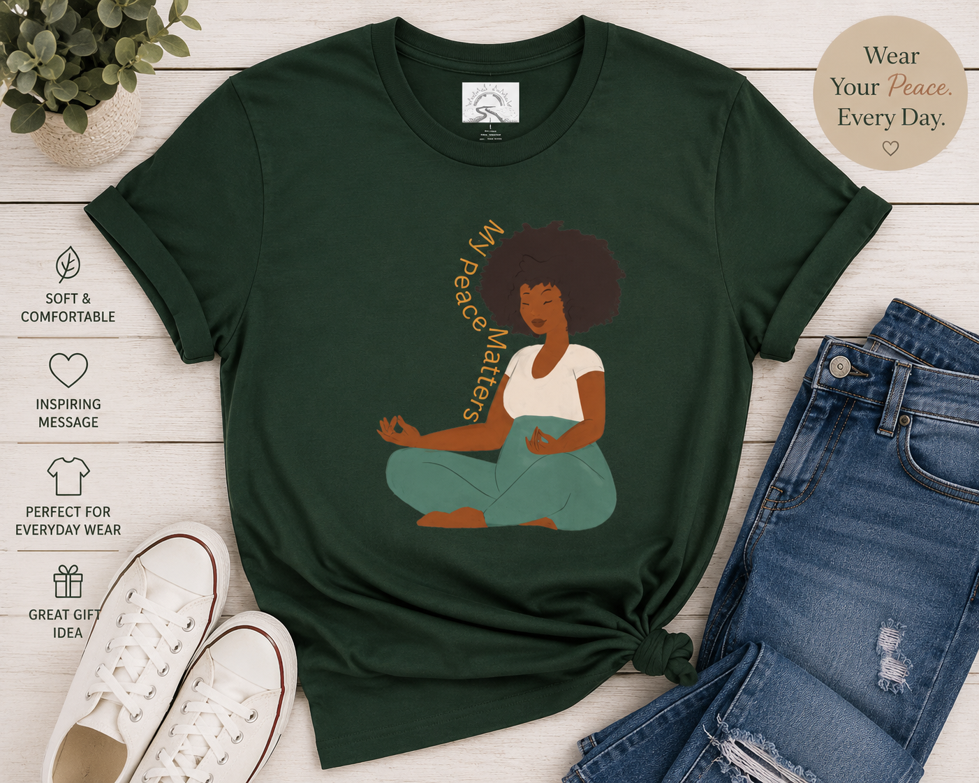 My Peace Matter, Meditative Vibes | Mindfulness Apparel, Yoga Shirt, Relaxation Wear, Gift for Her, Inspirational Tee