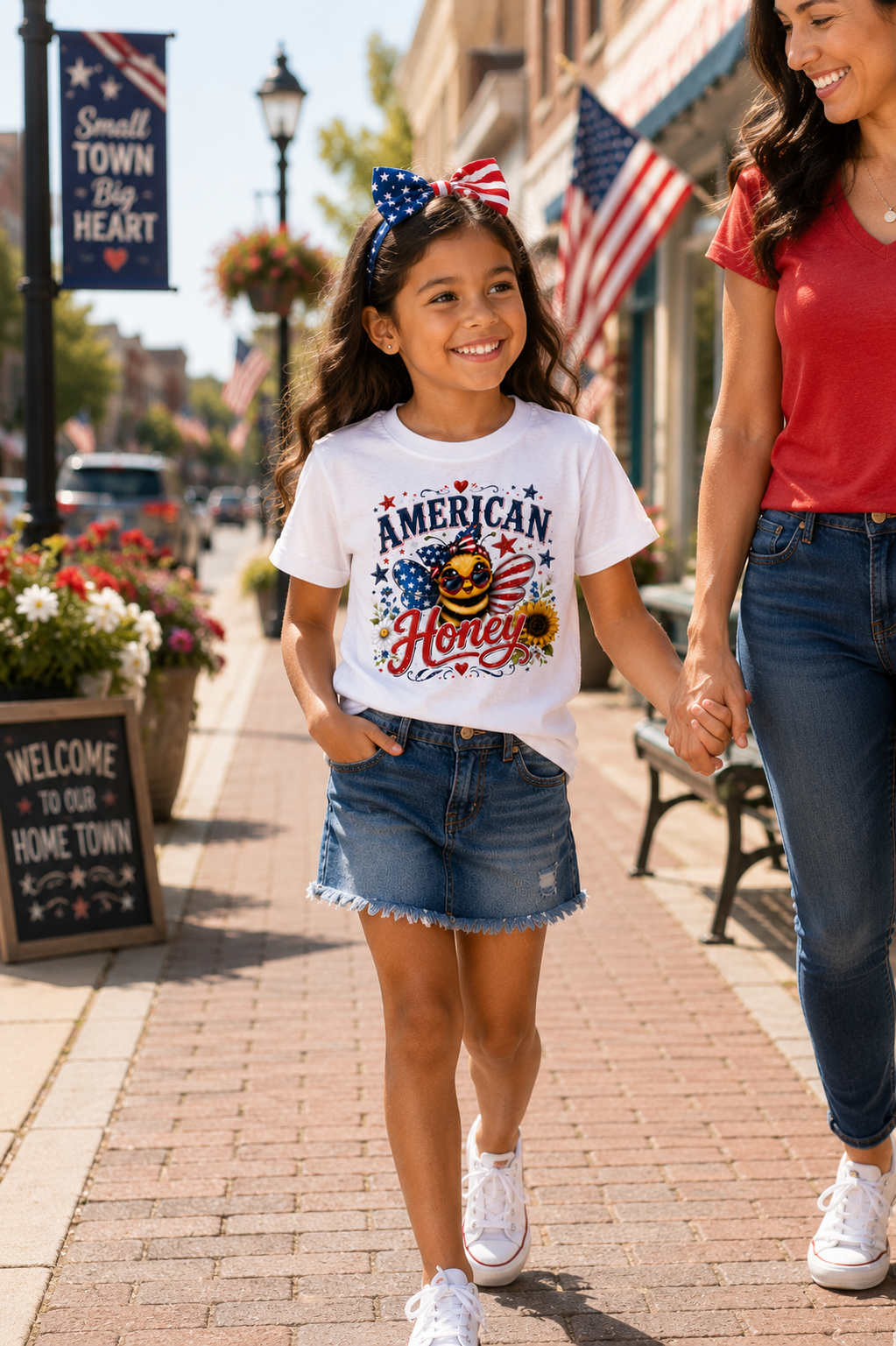 Kids Tee — "American Honey" Patriotic Bee Graphic Tee