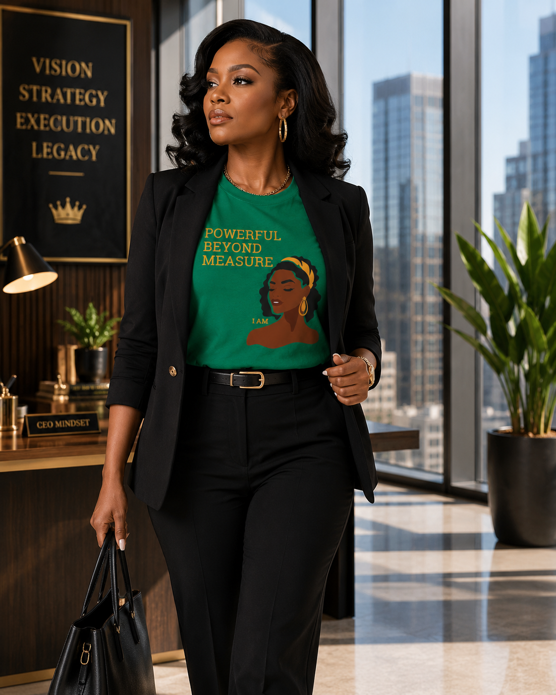 Powerful Beyond Measure T-Shirt — Black Woman Empowerment Graphic Tee