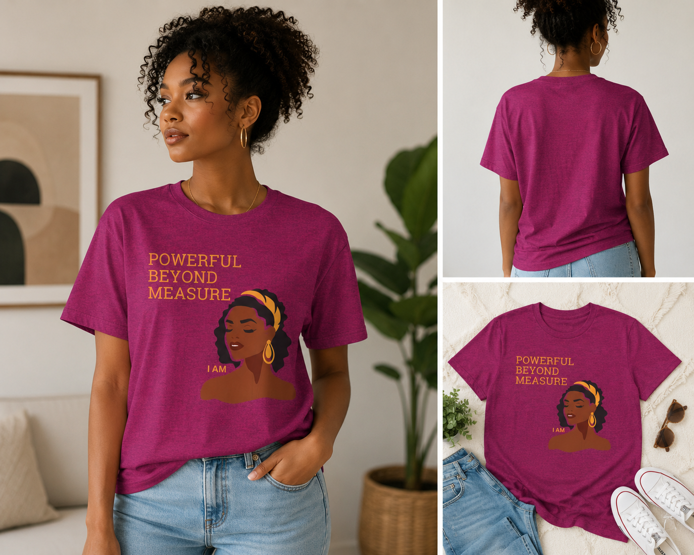 Powerful Beyond Measure T-Shirt — Black Woman Empowerment Graphic Tee
