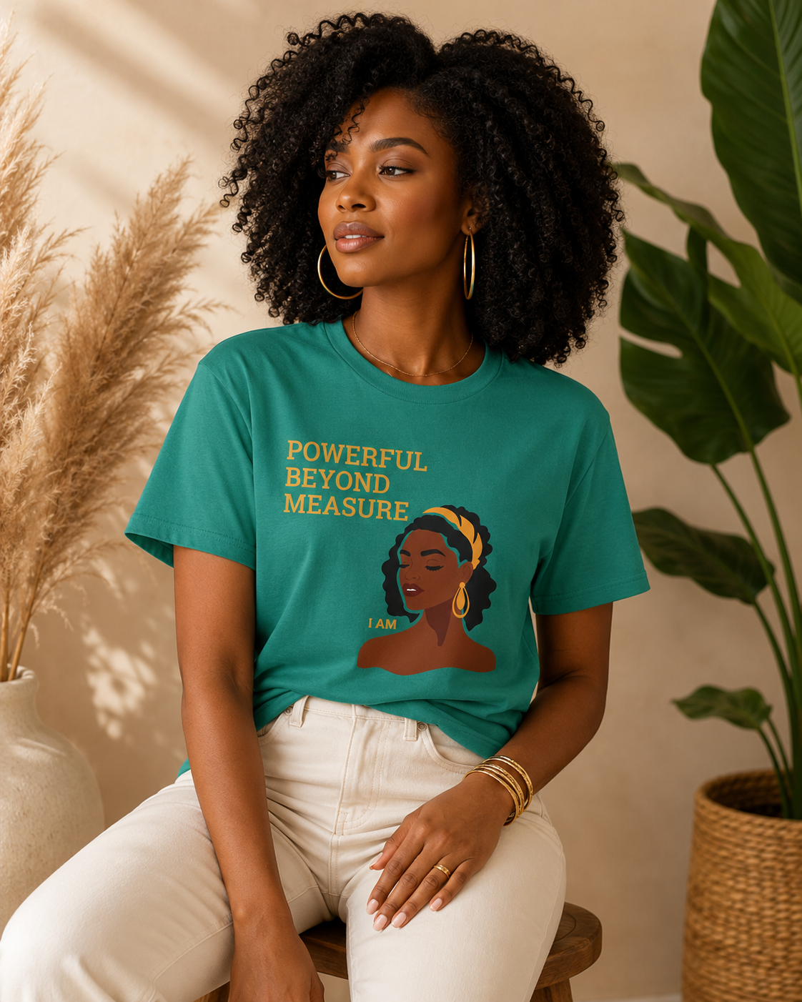 Powerful Beyond Measure T-Shirt — Black Woman Empowerment Graphic Tee