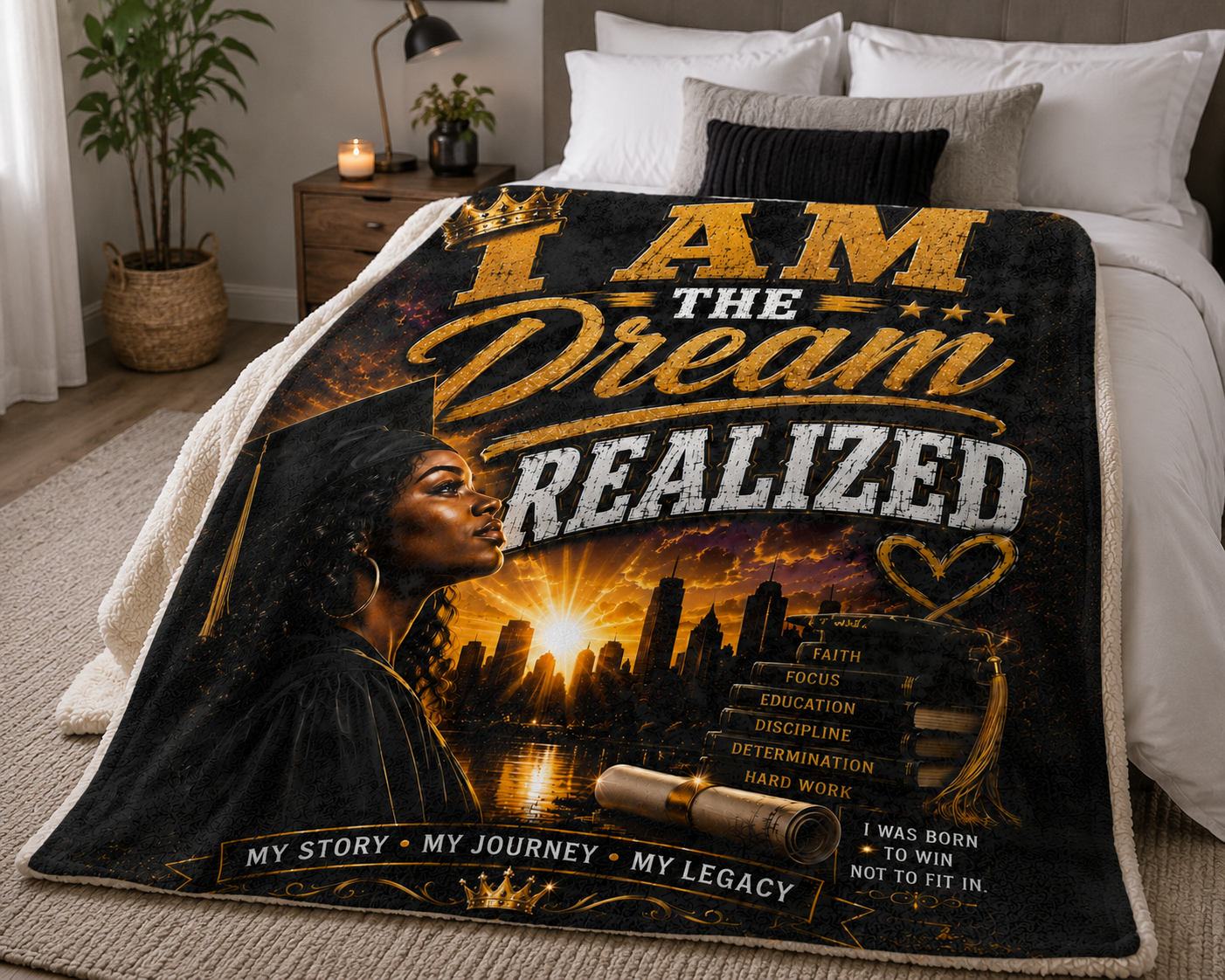 I Am The Dream Realized Microfiber Blanket — Graduation Inspirational Throw
