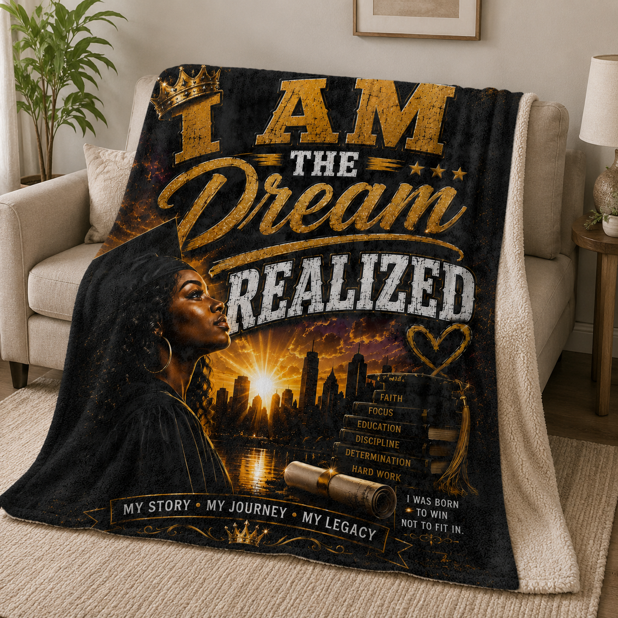 I Am The Dream Realized Microfiber Blanket — Graduation Inspirational Throw