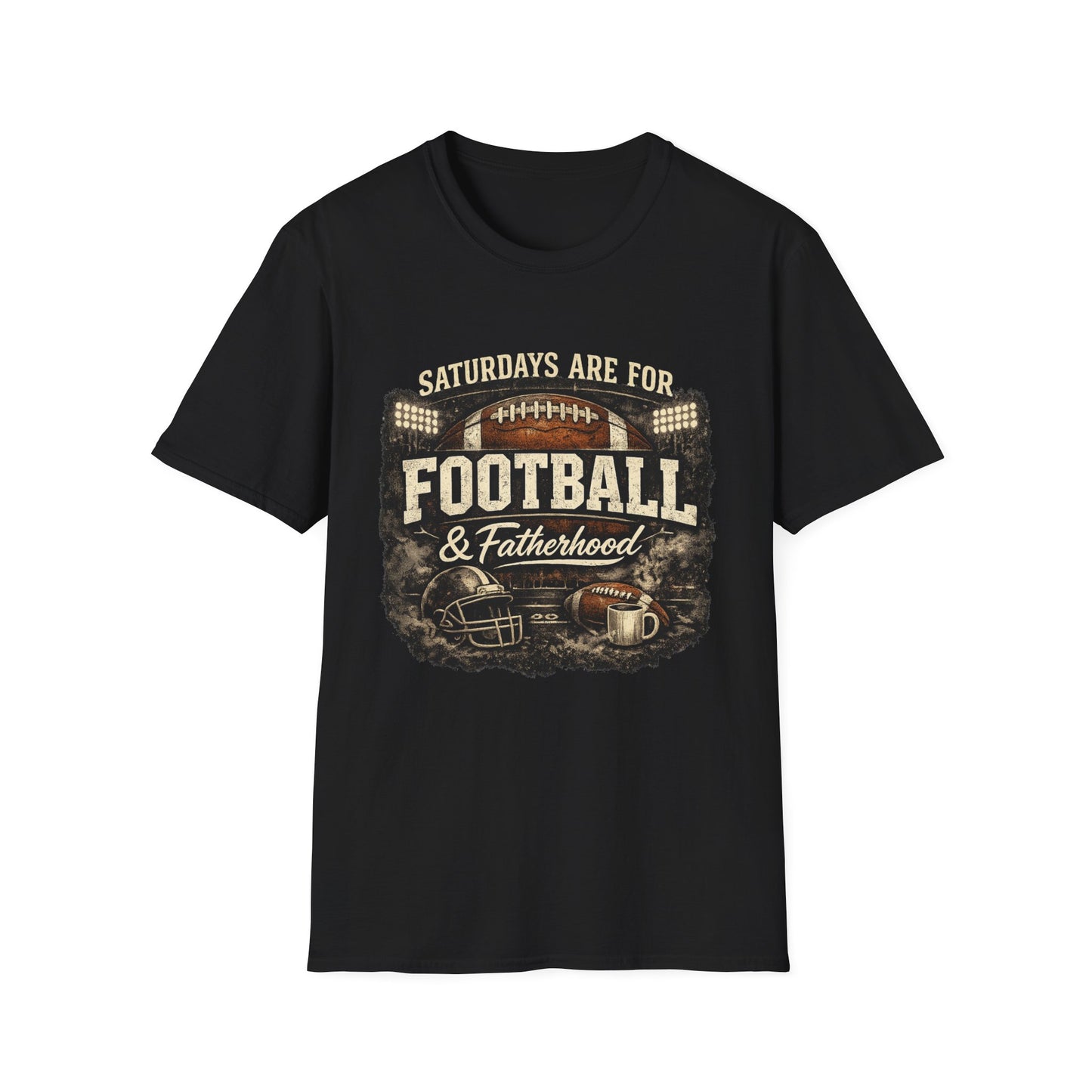 Saturdays Are For Football & Fatherhood T-Shirt | Football Helmet, Beer Mug Design